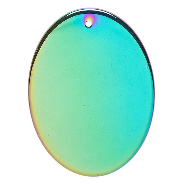 Hemalyke™ 1pkg1, electroplated rainbow flat oval focal 40x30mm image number 0