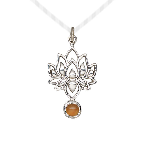 Carnelian / sterling silver 1pkg, lotus drop antiqued 22.5x14.5mm image number 0