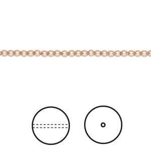 Pearl 100pk rose gold, Crystal Passions® 2mm round 5810