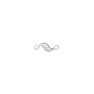 Link, silver-plated brass, 6x4mm fancy wave. Sold per pkg of 100.