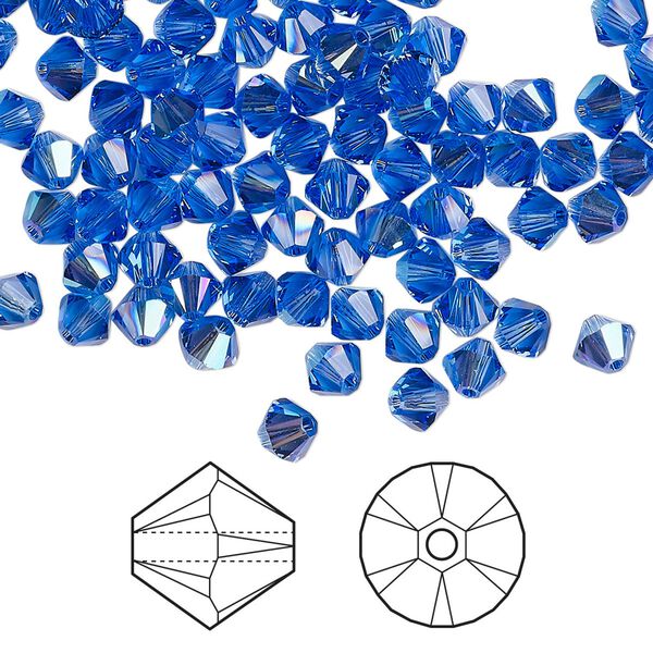 Bead 144pk sapphire shimmer, Crystal Passions® 4mm bicone 5328 image number 0