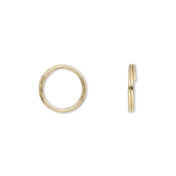 Split ring, gold-finished steel, 12mm round with 10.4mm inside diameter. Sold per pkg of 100. image number 0