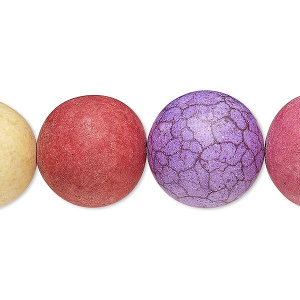 Bead, "howlite" (resin) (imitation), mixed colors, 16-17mm round. Sold per 8-inch strand. image number 0