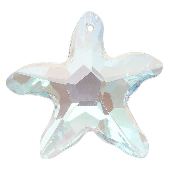 Focal, glass, translucent clear AB, 49x48mm starfish. Sold individually. image number 0