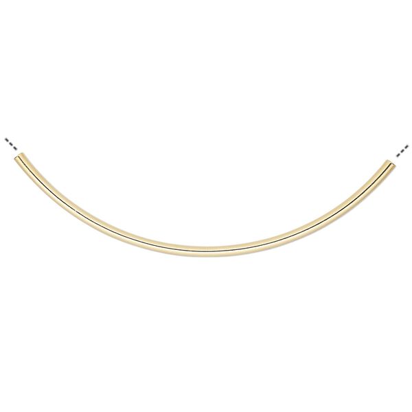 Bead, gold-plated brass, 100x3mm curved tube. Sold per pkg of 10. image number 0