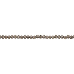 Smoky quartz 1pkg1, hand-cut faceted rondelle bead 13 inch 2mm