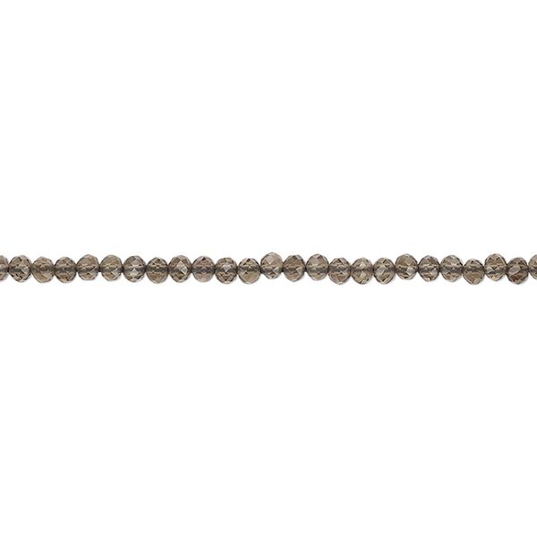 Smoky quartz 1pkg1, hand-cut faceted rondelle bead 13 inch 2mm image number 0