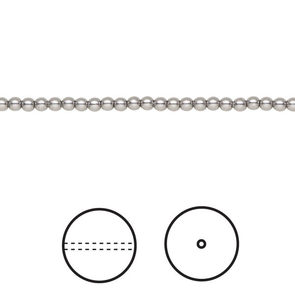 Pearl 100pk grey, Crystal Passions® 2mm round 5810 image number 0