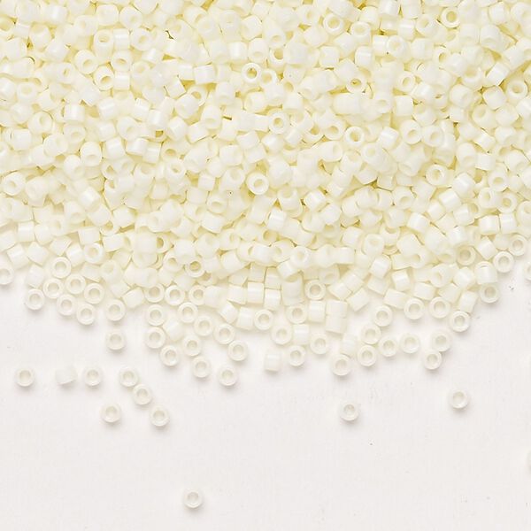 Seed bead, Miyuki Delica®, glass, pkg/7.5g, #11 round, opaque matte glazed luster light alabaster. image number 0