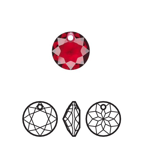 Drop 2pk scarlet, Crystal Passions® 10mm pendant classic cut 6430 image number 0