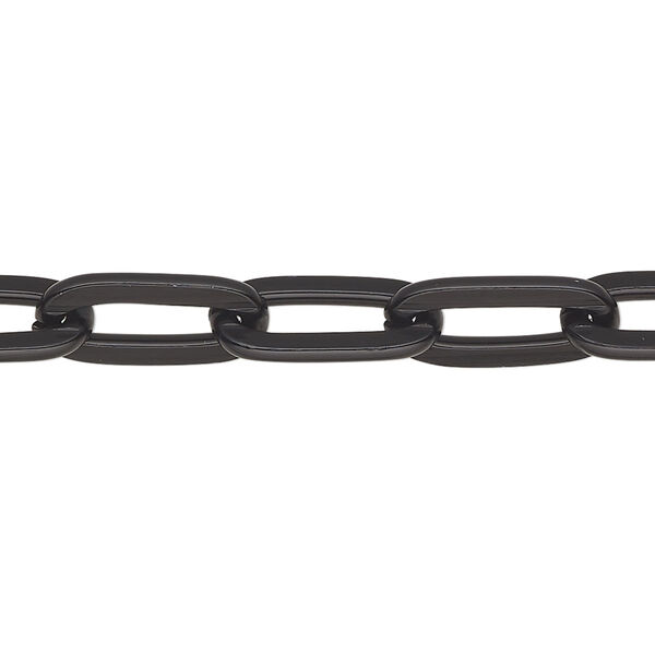 Chain, anodized aluminum, black, 7.7mm paperclip. Sold per pkg of 25 feet. image number 0
