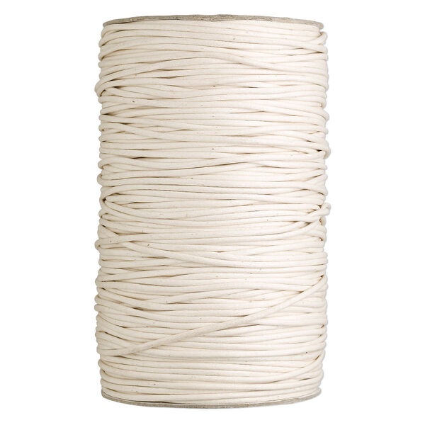 Cord, waxed cotton, ivory, 3mm round. Sold per 25-yard pkg. image number 0