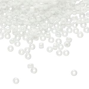Seed bead, TOHO BEADS®, glass, pkg/7.5g, #8 round, opaque luster white (TR-08-121).