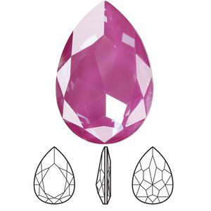 Fancy stone 24pk crystal orchid ignite LacquerPRO, Swarovski® 30x20mm pear 4327