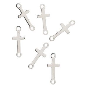 Link, stainless steel, 15x8mm cross. Sold per pkg of 6.