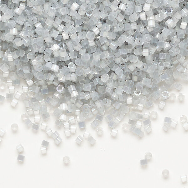 Seed bead, Delica®, glass, pkg/50g, #11 round, opaque silk satin inside dyed color shadow grey (DB-1816). image number 0