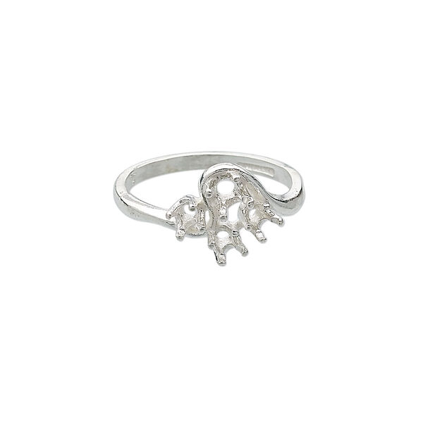 Ring, Sure-Set™, sterling silver, swirl band with (3) 3mm and (1) 3.5mm 4-prong round settings, size 6. Sold individually. image number 0