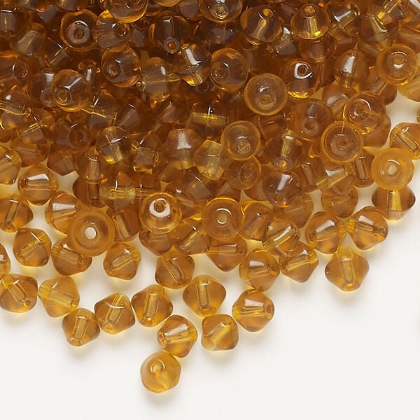 Bead 1pkg1, glass, translucent dark honey, 4mm bicone, 4 ounces image number 0
