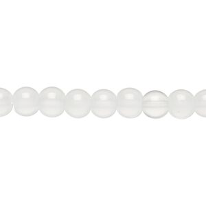 Bead, glass, translucent clear, 5-6mm round. Sold per 12-inch strand.