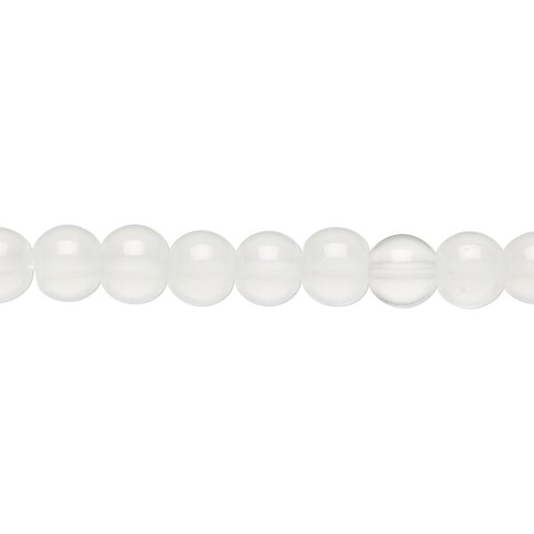 Bead, glass, translucent clear, 5-6mm round. Sold per 12-inch strand. image number 0