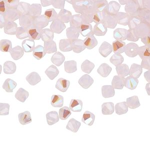 Bead 144pk rose water opal shimmer, Crystal Passions® 4mm bicone 5328