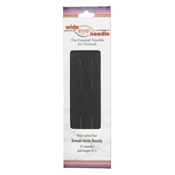 Needle, Wide-Eye Needle™, flexible, stainless steel, #20 light with 0.13mm wire width, 4 inches with loop end. Sold per pkg of 2. image number 0