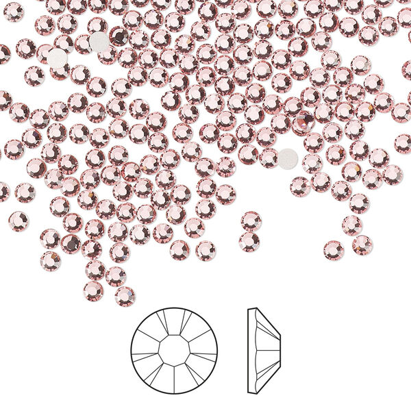 Flat back 144pk light rose foil back, Preciosa MAXIMA Czech crystal rhinestone 2.1-2.3mm chaton rose round SS7 image number 0