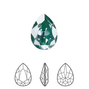 Fancy stone 1pk crystal pine green ignite LacquerPRO, Crystal Passions® 18x13mm pear 4320