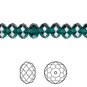 Bead 12pk emerald, Crystal Passions® 8x6mm rondelle 5040