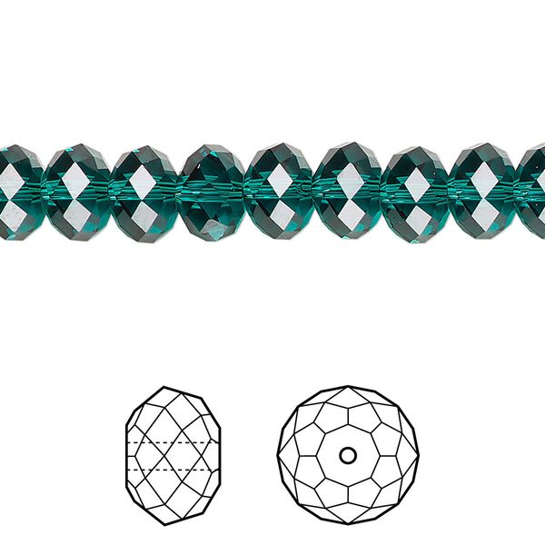 Bead 12pk emerald, Crystal Passions® 8x6mm rondelle 5040 image number 0
