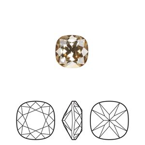 Fancy stone 2pk light Colorado topaz foil back, Preciosa MAXIMA Czech crystal rhinestone 10mm cushion square