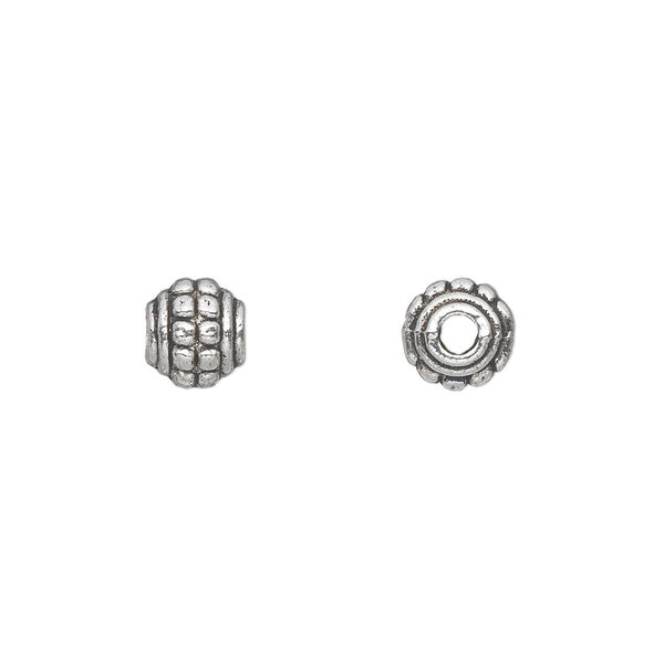 Bead, antique silver-plated "pewter" (zinc-based alloy), 7x6mm rondelle. Sold per pkg of 50. image number 0