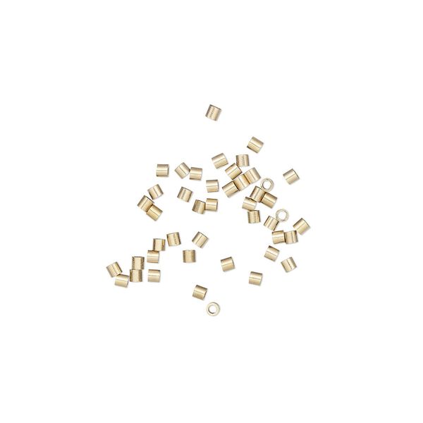 Crimp, 14Kt gold-filled, 1.1x1mm micro cut tube, 0.6mm inside diameter. Sold per pkg of 50. image number 0