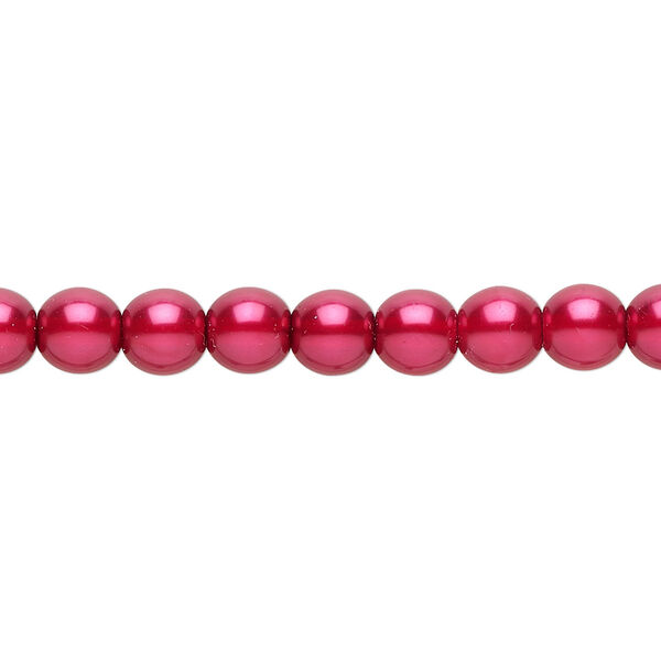 Bead, Czech pearl-coated glass druk, red, 6mm round. Sold per 15-1/2" to 16" strand. image number 0