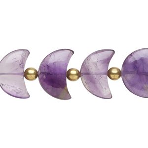 Amethyst 1pkg16, hand-cut half moon bead natural 15x10mm