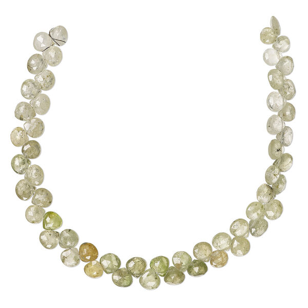 Bead, grossularite garnet (natural), 5x4mm-7mm hand-cut top-drilled faceted puffed teardrop, B grade, Mohs hardness 6-1/2 to 7-1/2. Sold per 8-inch strand, approximately 55 beads. image number 0