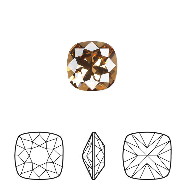 Fancy stone 1pkg1 light smoked topaz foil back, Crystal Passions® Regenerated 12mm cushion 4470 image number 0