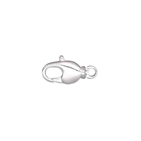 Clasp, lobster claw, silver-plated brass, 13.5x7mm with swivel. Sold per pkg of 10. image number 0