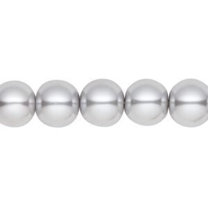 Bead, crystal pearl, silver, 10mm round. Sold per pkg of (2) 15-1/2" to 16" strands, approximately 80 beads.