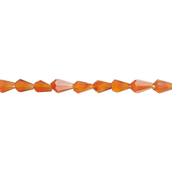 Bead, carnelian (dyed / heated), 4x3mm-5x4mm hand-cut faceted teardrop, B+ grade, Mohs hardness 6-1/2 to 7. Sold per 15-inch strand, approximately 70 beads. image number 0