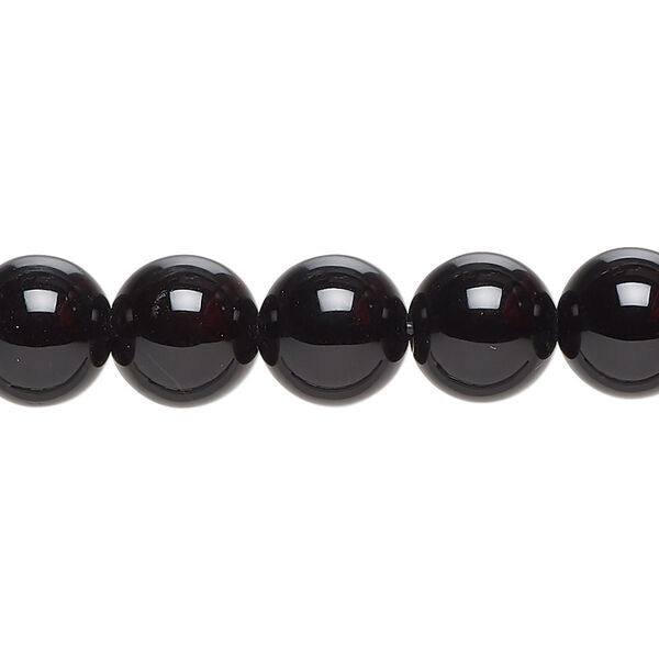 Bead, black onyx (dyed), 9-10mm round, C grade, Mohs hardness 6-1/2 to 7. Sold per 15-inch strand. image number 0