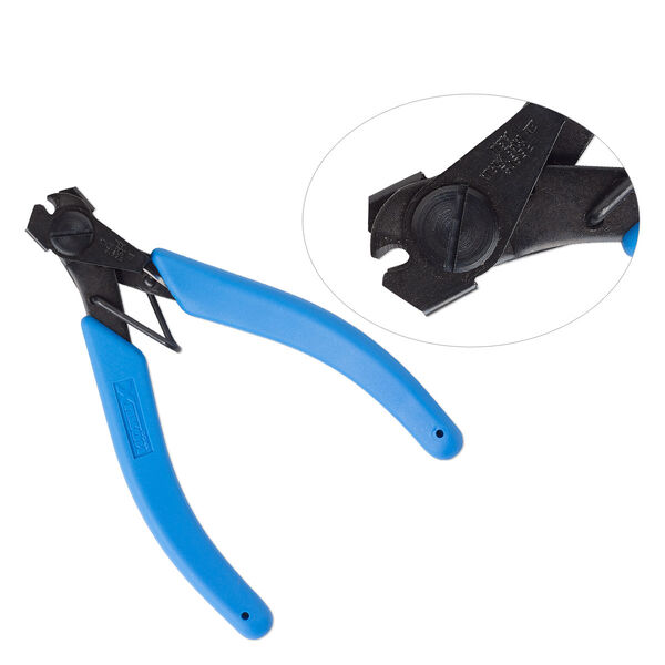 Wire cutter, Xuron®, #2193F, steel and rubber, black and blue, 5-1/4 inches with self-adjusting clamps. Sold individually. image number 0