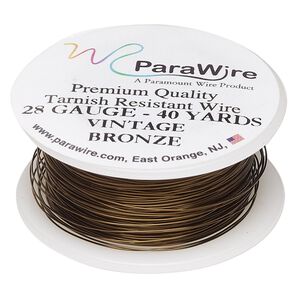 Wire, ParaWire™, vintage bronze-finished copper, round, 28 gauge. Sold per 40-yard spool.
