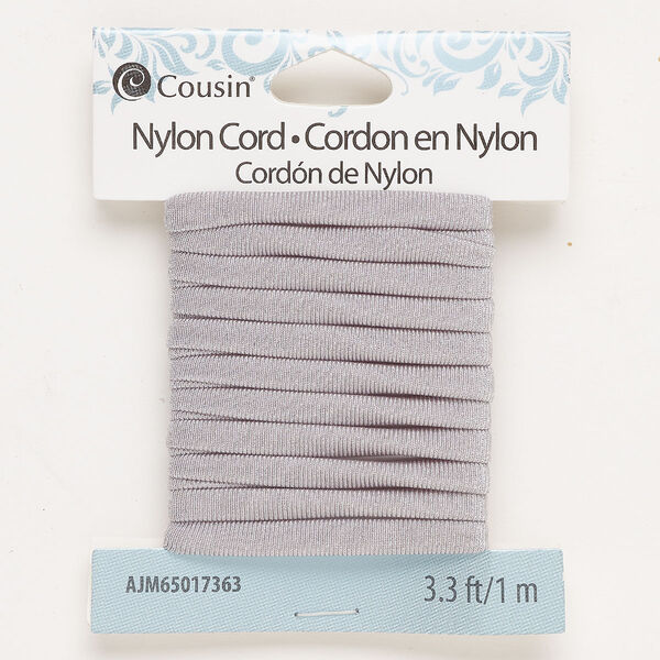 Nylon 1pkg1, flat round cord 1 meter grey 5mm image number 0