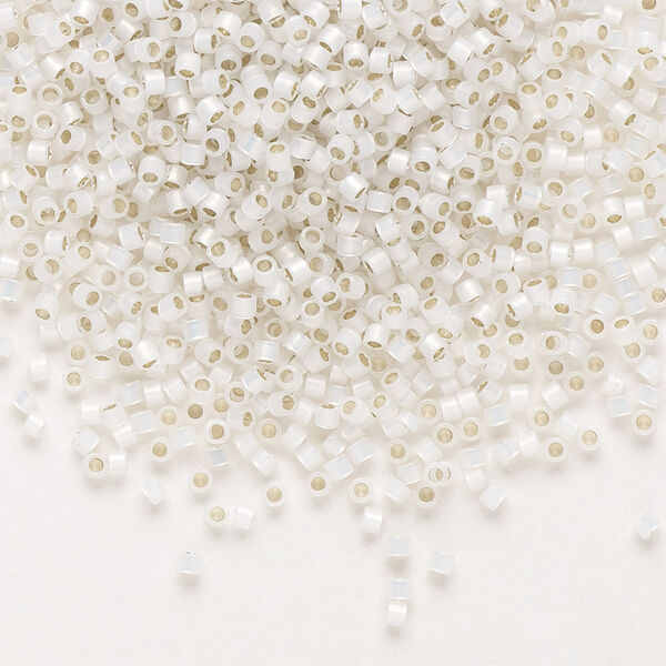 Seed bead, Delica®, glass, pkg/250g, #11 round, translucent silver-lined opal (DB-0221). image number 0