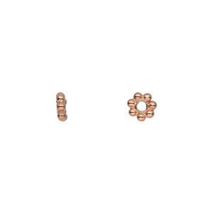 Bead, copper, 6x2mm beaded rondelle. Sold per pkg of 50.