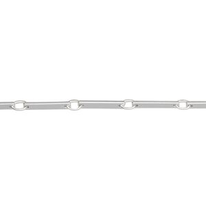 Chain, silver-plated brass, 2mm bar. Sold per pkg of 5 feet.
