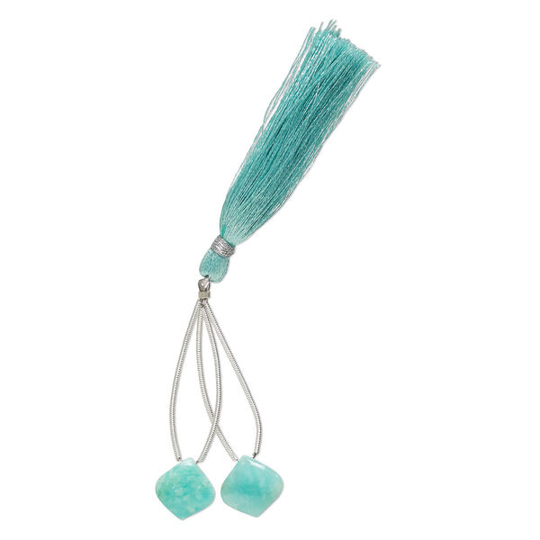 Amazonite 1pkg2, hand-cut top-drilled puffed teardrop bead natural B grade, 14x14mm image number 1