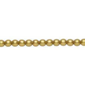 Bead, Czech glass druk, opaque satin metallic bronze, 4mm round. Sold per 15-1/2" to 16" strand.