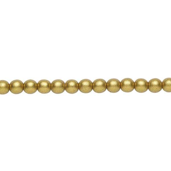 Bead, Czech glass druk, opaque satin metallic bronze, 4mm round. Sold per 15-1/2" to 16" strand. image number 0